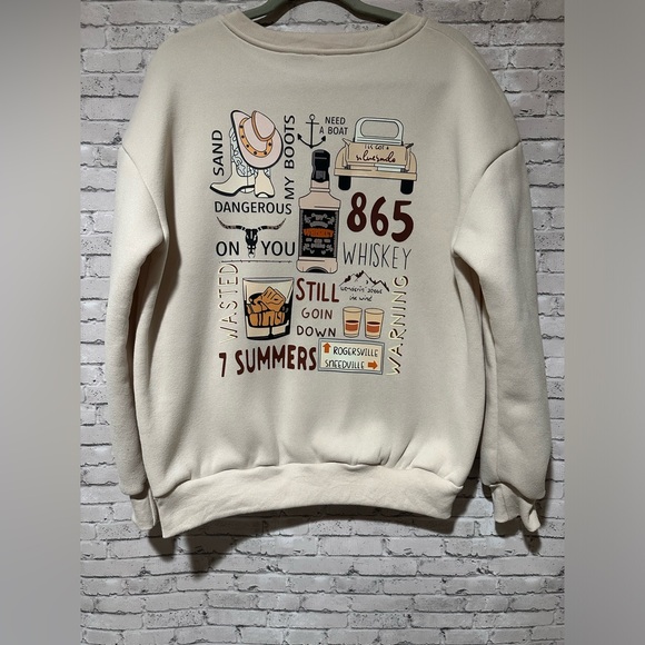 Morgan Wallen Hit Songs Cream Sweatshirt Size Small (S) - Picture 2 of 4